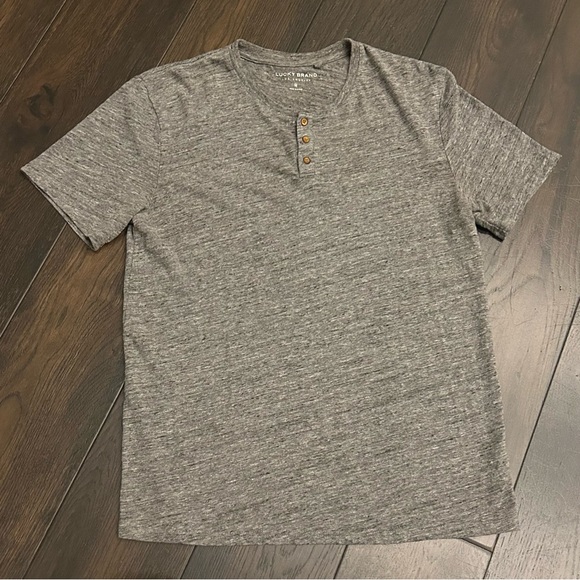 Grey Short Sleeve Henley Tee - Picture 9 of 11
